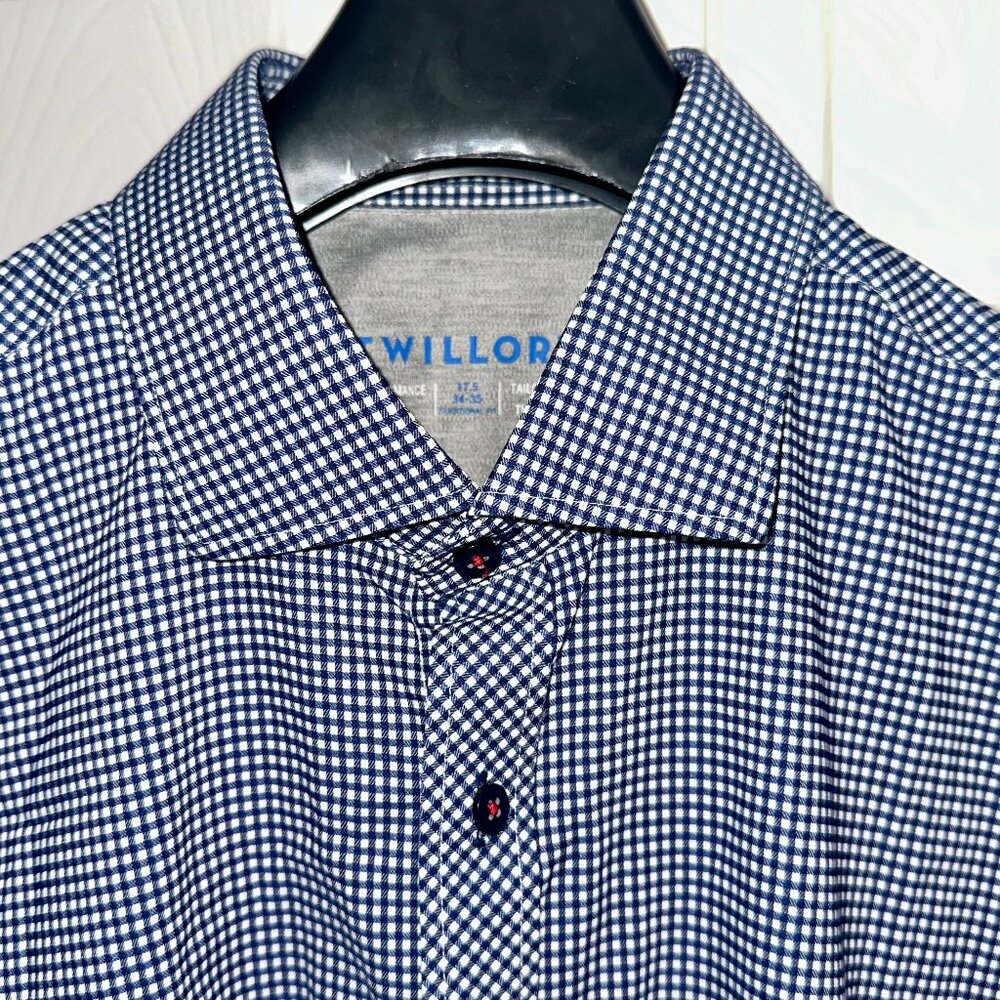 Twillory Performance Dress Shirt – 17.5/34-35 – Traditional Fit – Navy Check